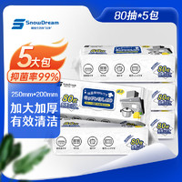 SnowDream日本厨房湿巾80抽*5包加大加厚 去污去油一次性抹布油烟机清洁