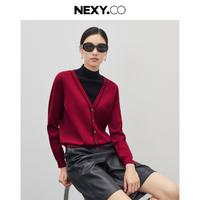 NEXY.CO 奈蔻 冬季假两件休闲绵羊毛套头针织衫女上衣