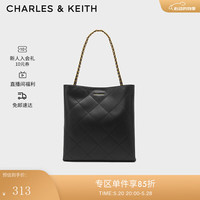 CHARLES&KEITH大容量菱格链条单肩托特包包女包女士CK2-20782000 Black黑色 XL