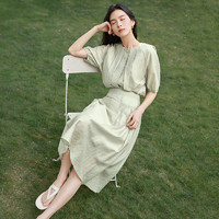 DUIBAI 对白 新中式连衣裙套装女2023夏季新款设计感衬衫半身裙优雅两件套
