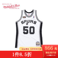 mitchell & ness MITCHELL NESS复古球衣 NBA马刺队1998赛季 罗宾逊 MN篮球服 白色 M