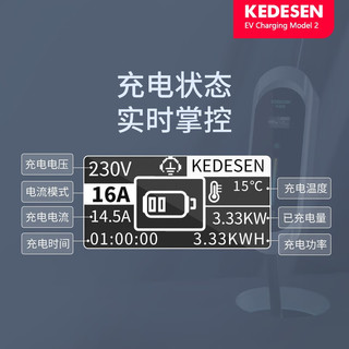 科德森（KEDESEN）新能源汽车便携式充电器枪 电动汽车随车电器 特斯拉充电桩 3.5kw智能版 5米