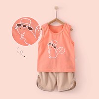 Tongtai 童泰 夏款婴儿衣服3月-4岁新生儿无袖背心套装男女宝宝背心短裤套装