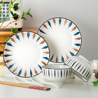 尚行知是 日式碗碟套装家用创意北欧陶瓷碗网红餐具套装碗盘碗筷盘子组合 两人食8件套