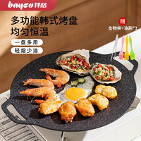 bayco 拜格 烤盘五件套户外不粘烤肉盘韩式烧烤铁板煎锅油刷夹子30cm BG50067