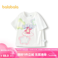 巴拉巴拉 女童短袖T恤夏季2024纯棉卡通 本白10101 160cm