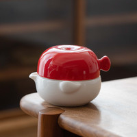 NINGBUFAN 宁不凡 快客杯一壶一杯便携旅行茶具创意防烫德化白瓷个人办公茶具 年年有余--红