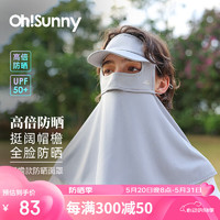 OhSunny全脸防晒面罩夏季冰丝全防护透气遮阳 SLF3M085 云霜灰 M 
