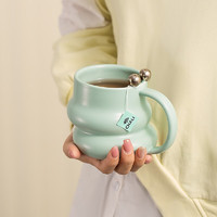 MUSHENGWANWU 木笙·玩物 木笙玩物（MUSHENGWANWU） 木笙玩物萌趣马克杯陶瓷杯咖啡杯女牛奶杯早餐杯可爱杯子 抹茶绿卷卷杯