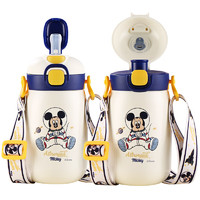 Disney 迪士尼 儿童保温杯带吸管316不锈钢直饮壶男女小学生便携双饮喝水杯子