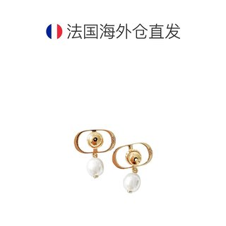 欧洲直邮Dior迪奥女士镂空CD款白色珍珠气质优雅简约时尚耳环耳钉