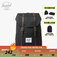 Herschel赫行 中国款retreat双肩包大号书包户外出行 黑/菊苣咖啡 19.5升