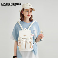 Mr.ace Homme航海系列 原创小众时尚小背包女迷你出行双肩包原创书包 奶油白 奶油白+海盗帽挂饰