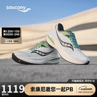 saucony 索康尼 胜利21跑鞋男减震透气跑步鞋训练运动鞋白绿40