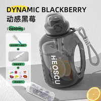 HEoscu 运动水壶大容量Tritan男女夏健身茶水分离便携耐高温吨桶顿水杯子 动感黑莓 2.6L