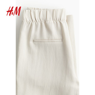 H&M女装裤子2024年夏季宽松柔软舒适阔腿休闲长裙裤1222450 浅米色 155/64