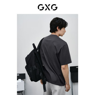 GXG奥莱花卉刺绣t恤男士时尚休闲t恤宽松24新品 灰色 175/L