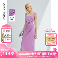 朗姿醋酸法式方领无袖吊带裙高级感夏季气质连衣裙2024年裙子 丁香紫色 L