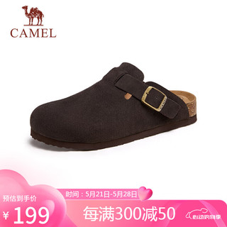 CAMEL 骆驼 复古绒面勃肯鞋防撞软弹拖鞋休闲凉鞋男 G14M074667 咖啡 39