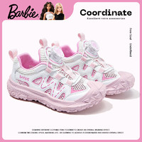 芭比童鞋夏季儿童运动鞋女童旋钮扣休闲网鞋户外鞋DA6369 粉色 36码 