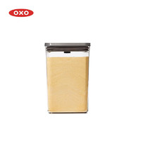 OXO 不锈钢储物罐厨房收纳盒一键启闭食品收纳密封零食五谷杂粮茶叶盒 大方底4.2L