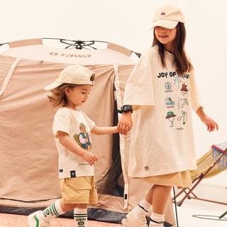 亲子装-小熊童装男女童夏季DIY印花户外短袖T恤
