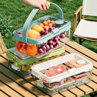 手提水果便当盒移动小冰箱保鲜盒户外露营野餐便携密封罐收纳盒