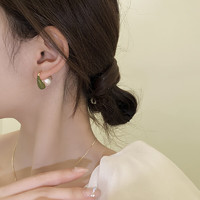 珍珠耳环女气质耳钉小众设计感轻奢时尚耳饰品 绿色瓜子