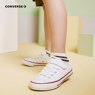 匡威（Converse）童鞋儿童帆布鞋低帮春夏季全明星经典款魔术贴儿童小白鞋 白色 34码