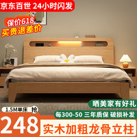 ZiLin 滋霖 床实木床双人床极简易单人床出租房民宿床主卧大床 单床 1.2*2米