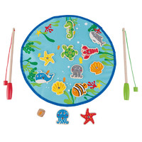 88VIP：Hape 缤纷垂钓乐儿童钓鱼竿益智玩具池套装磁性2-6岁宝宝女孩铁盒
