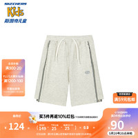 SKECHERS 斯凯奇 男女童针织短裤休闲舒适夏季儿童运动五分裤P224K043 浅色白花灰/02P9 160