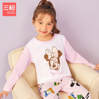 THREEGUN 三枪 童装 水柔棉男童女童儿童圆领短袖短裤家居服睡衣 女童水柔棉米妮头-8D155D0 150