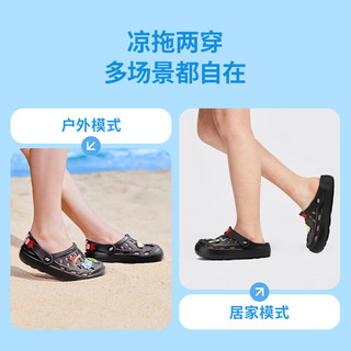 Skechers斯凯奇儿童凉鞋2024夏季一脚蹬洞洞鞋时尚舒适休闲鞋406823L 黑色/BLK 35码