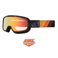 AMZ摩托车复古风镜3/4头盔男女通用护目镜机车骑行眼镜全盔防护镜 黑框彩色（彩色+透明镜片）