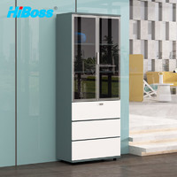 HiBoss 现代简约文件柜JHKX10带锁三抽员工柜木质玻璃门资料柜办公柜