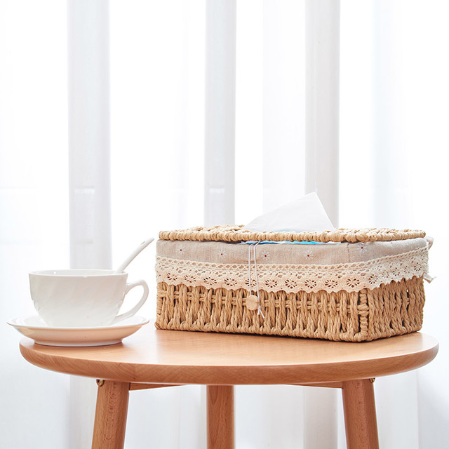 草木匠 编织抽纸盒藤编手工纸巾盒餐桌餐巾纸盒日式收纳盒简约桌面收纳筐