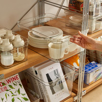 源茜 厨房收纳筐化妆品零食整理盒桌面收纳盒家用亚克力透明箱子储物盒