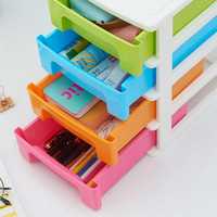 ZHUFU 主妇时代 桌面收纳柜彩色小卡盒塑料可叠加抽屉式收纳盒化妆品柜文具储物柜