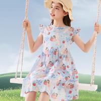 Disney 迪士尼 女童连衣裙夏季纯棉儿童裙子24新款夏装中大童洋气小女孩公主裙