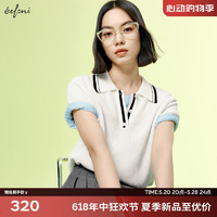 伊芙丽（eifini）伊芙丽2024夏装莫代尔棉学院风POLO领修身显瘦短袖针织衫 米白 155/80CM/S