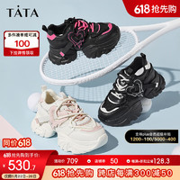 他她（TATA）2024秋时尚休闲百搭女老爹鞋WJ902CM4 黑/白 34