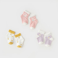 戴维贝拉 儿童袜子女童短袜粉色2024春季新款小童弹力袜