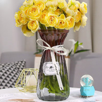 盛世泰堡 玻璃花瓶小花瓶客厅装饰摆件 红灰渐变 22cm