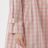 broadcast 播 春季新品商场同款宽松粉色大衣百搭简约红绿格风衣