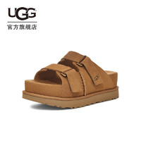 UGG 夏季新款女士休闲舒适纯色厚底露趾可调式束带凉拖鞋 1155458