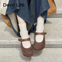 Devo 的沃 Life软木鞋包头包跟全包文艺森女日系复古休闲女鞋66009