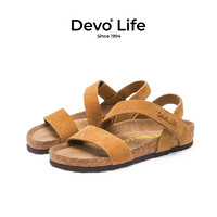 Devo 的沃 Life软木凉鞋休闲时尚复古文艺日系魔术贴夏季罗马女鞋22005
