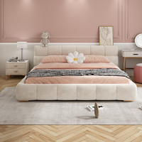 88VIP：艾点 泡芙床科技布床2米x2米2女生主卧室轻奢现代简约双人大布艺床