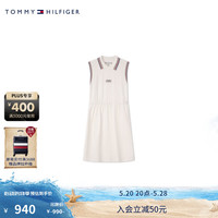 TOMMY HILFIGER24春夏童装女清新休闲镶边POLO背心连衣裙TH2422750 白色658 L/155cm